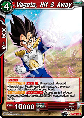 Vegeta, Hit & Away (BT28-010) [Prismatic Clash]