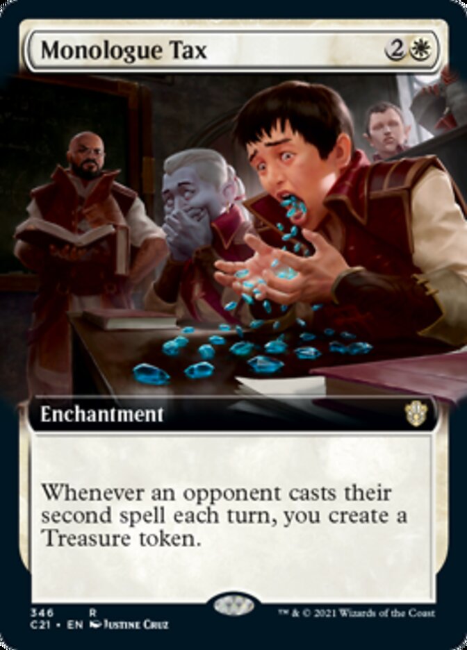 mtg tax cards Monologue Tax (Extended Art) [Commander 2021]